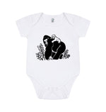 White Short Sleeve Gorilla Baby Grow