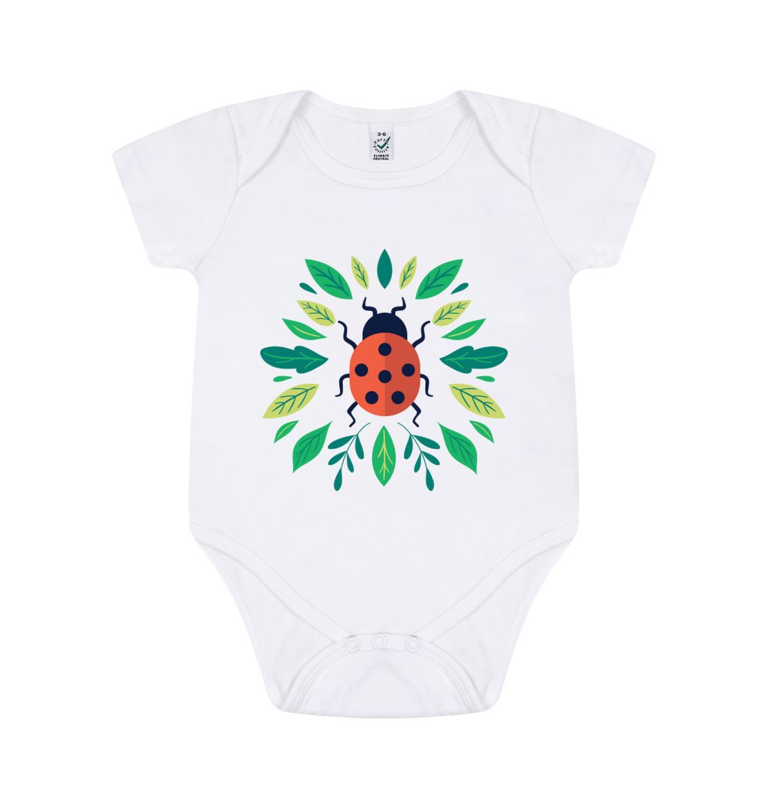 White Short Sleeve Ladybird Baby Grow