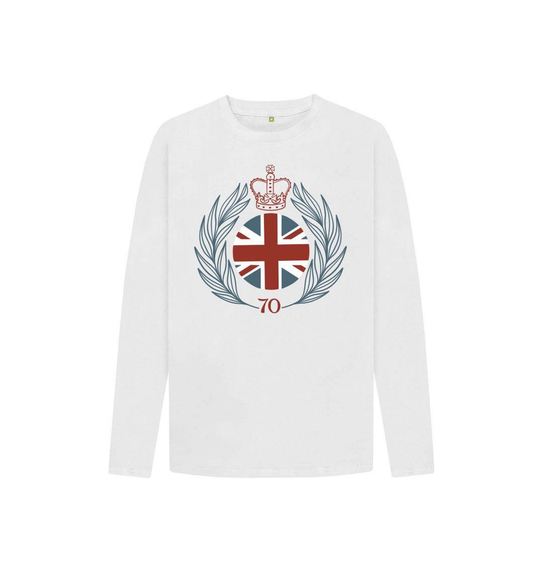 White Kids Long Sleeve Flag and Crown Tee