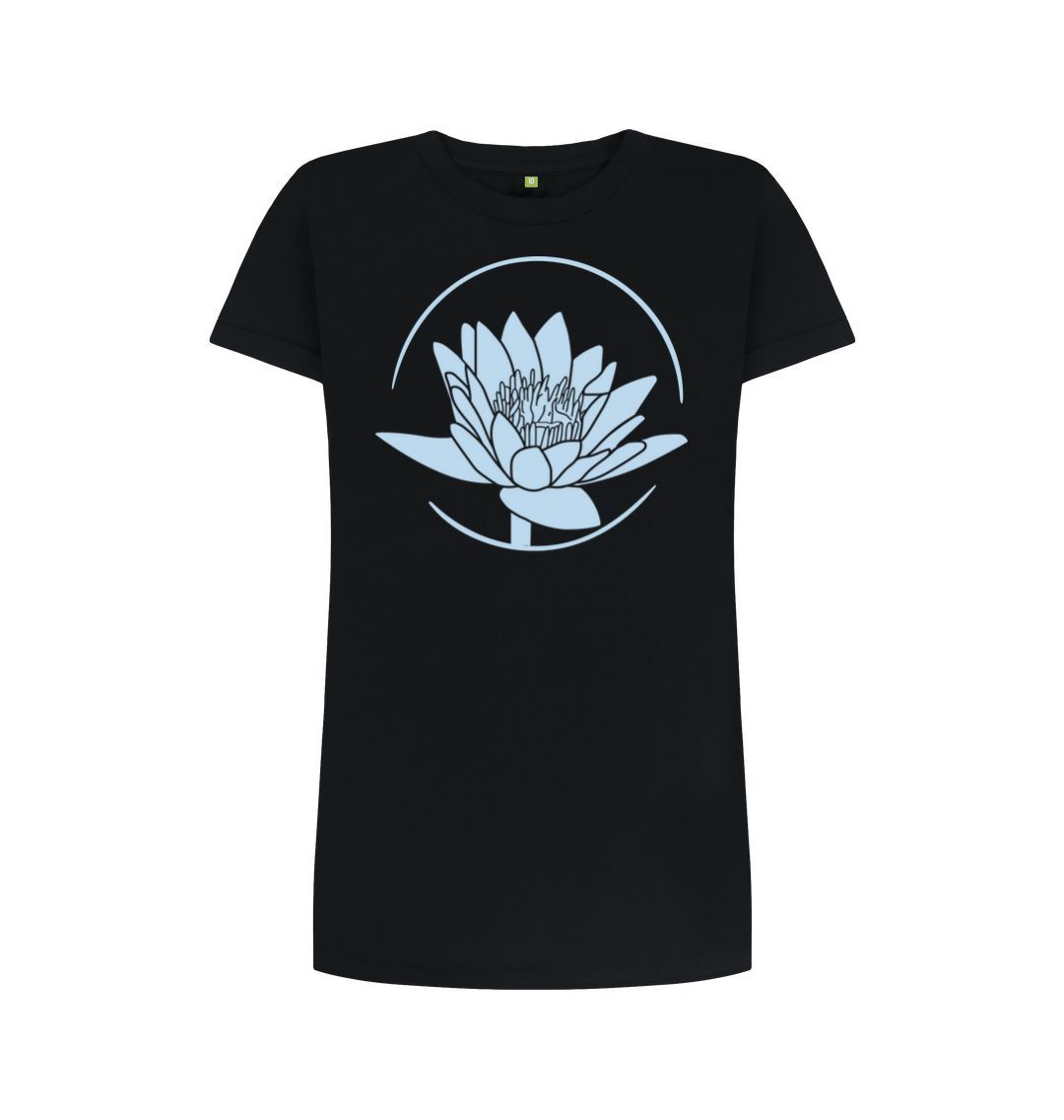 Black Blue Lotus Tee Dress