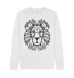 White Geometric Lion Jumper Sweater