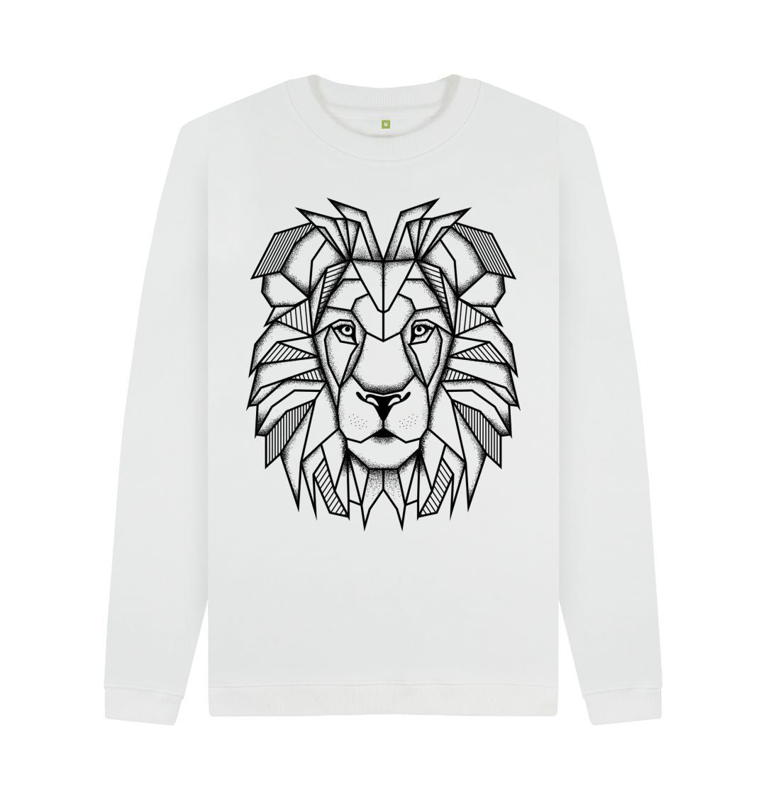 White Geometric Lion Jumper Sweater