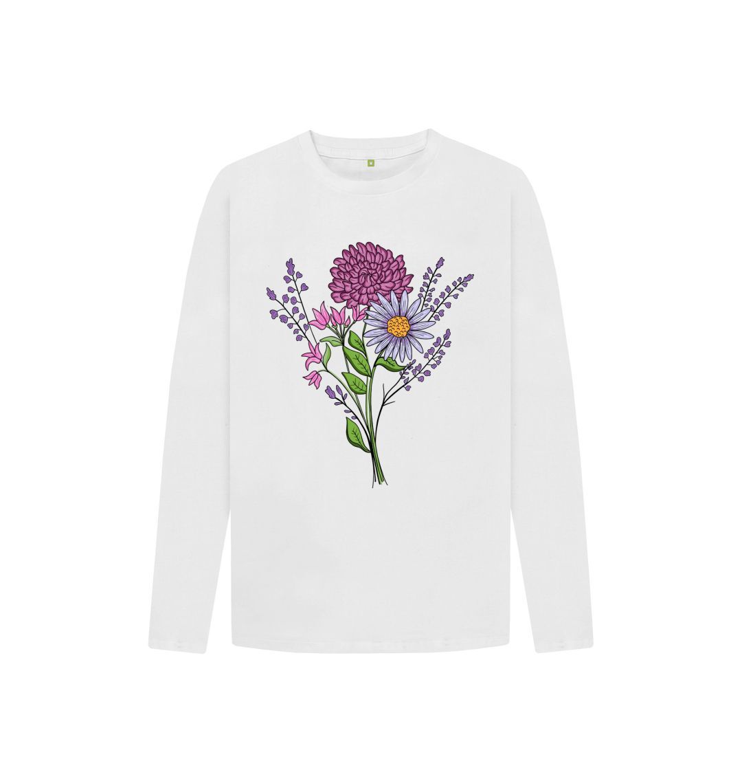 White Bunch Of Flowers Long Sleeve Tee