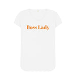 White Boss Lady V-Neck Tee