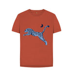 Rust Relaxed Fit Wild Blue Cat Tee