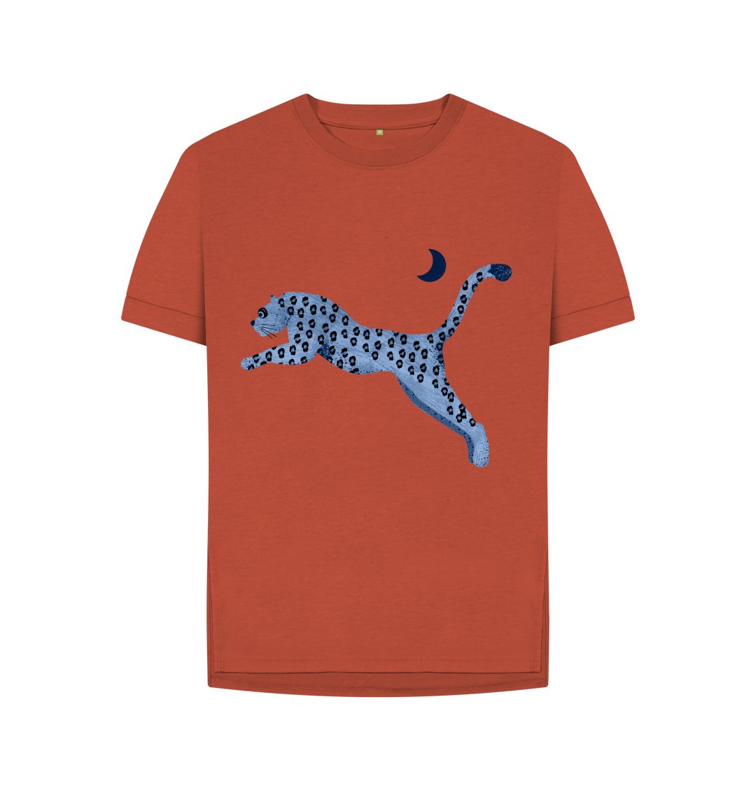 Rust Relaxed Fit Wild Blue Cat Tee