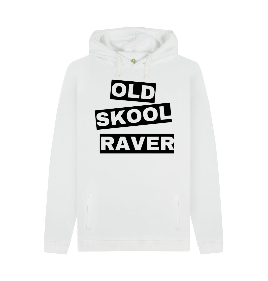 White Old School Raver Hoody