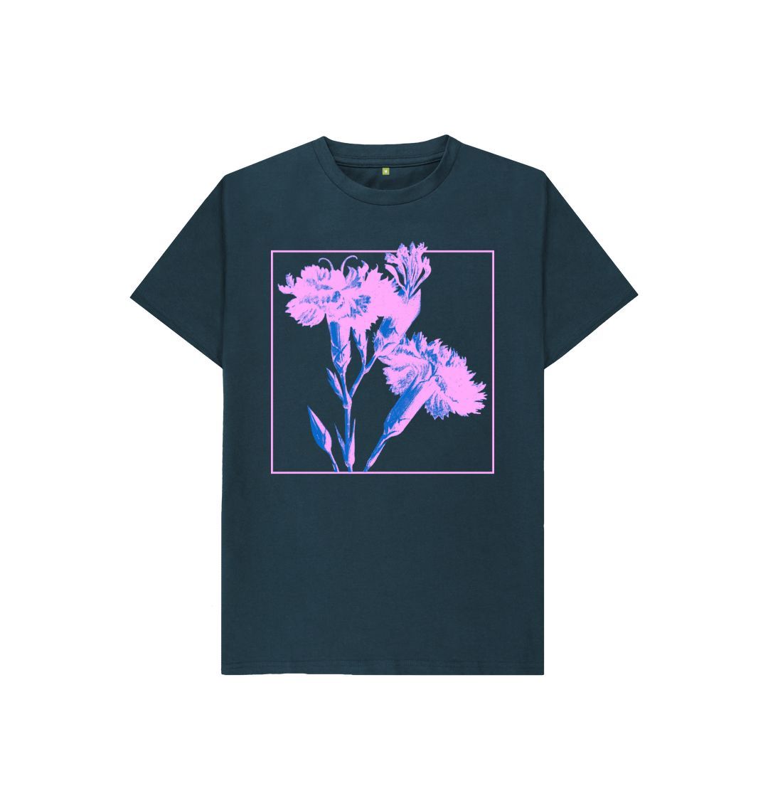 Denim Blue Pink Flowers Tee