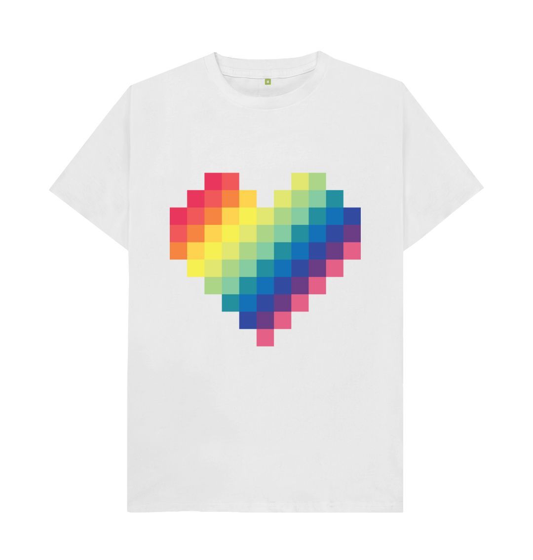 White Rainbow Heart Men's Tee