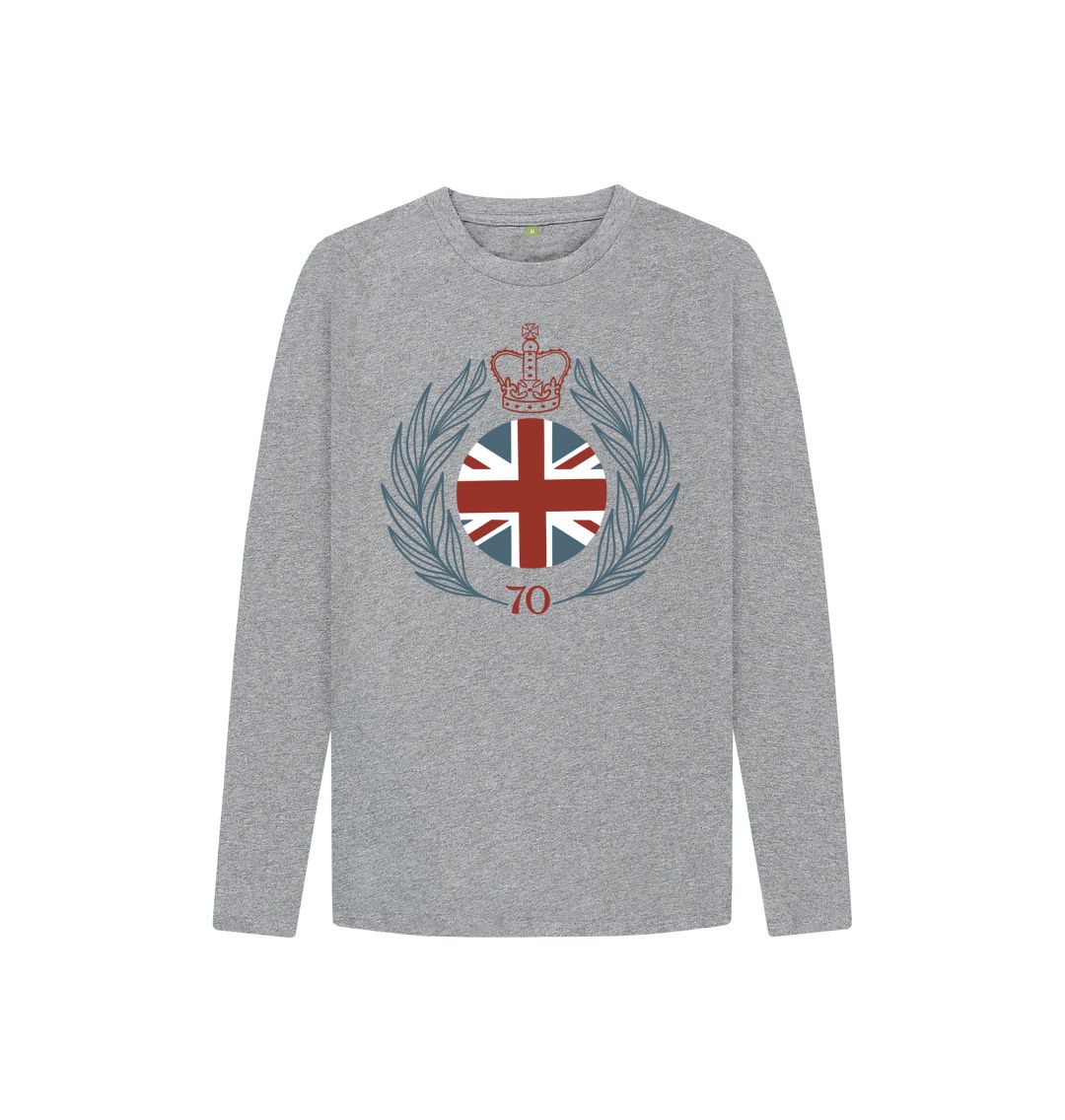 Athletic Grey Kids Long Sleeve Flag and Crown Tee