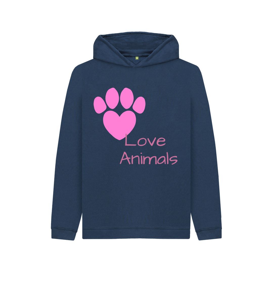 Navy Blue Love Animals Hoody