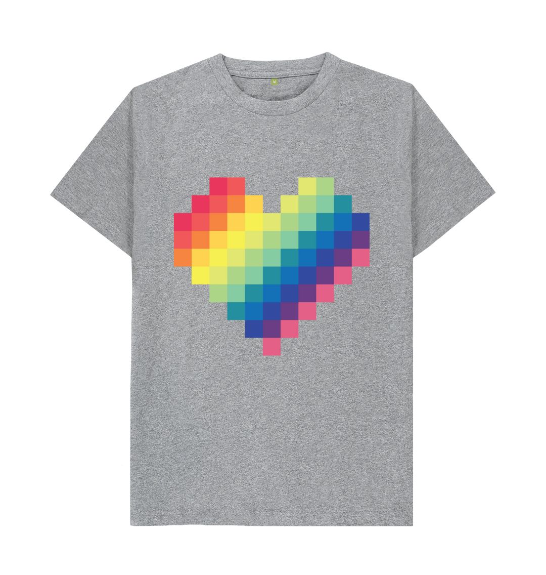 Athletic Grey Rainbow Heart Men's Tee