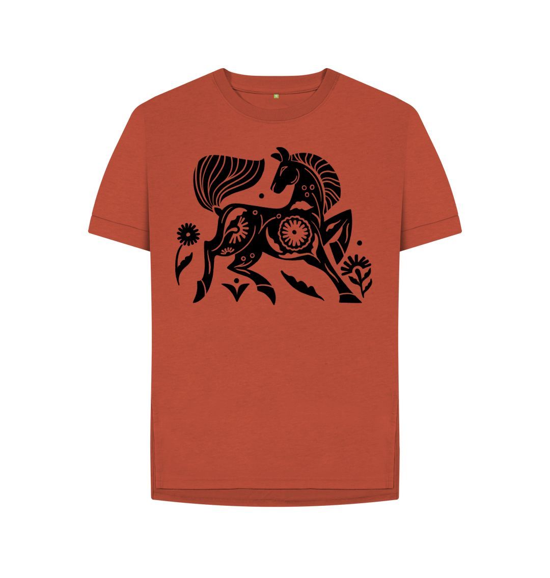 Rust Flowery Horse Tee