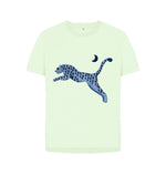 Pastel Green Relaxed Fit Wild Blue Cat Tee