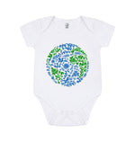 White Short Sleeve Earth Baby Grow