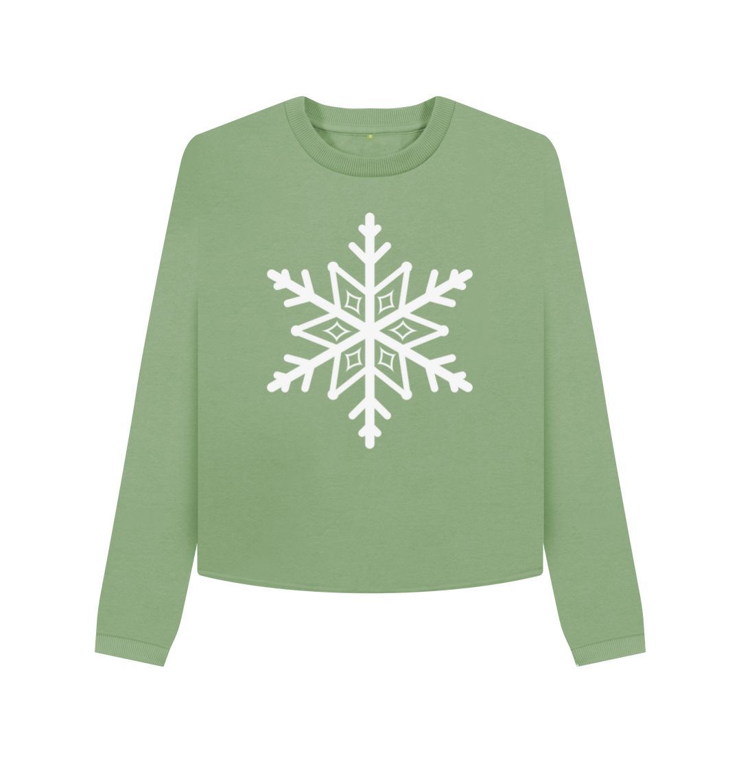 Sage Snowflake Boxy Jumper