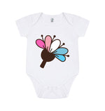 White Short Sleeve Flower Baby Grow