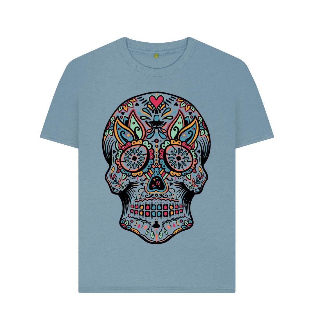 Stone Blue Patterned Skeleton Tee