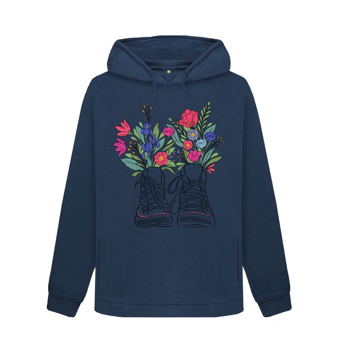 Navy Blue Flowers in Shoes Hoody