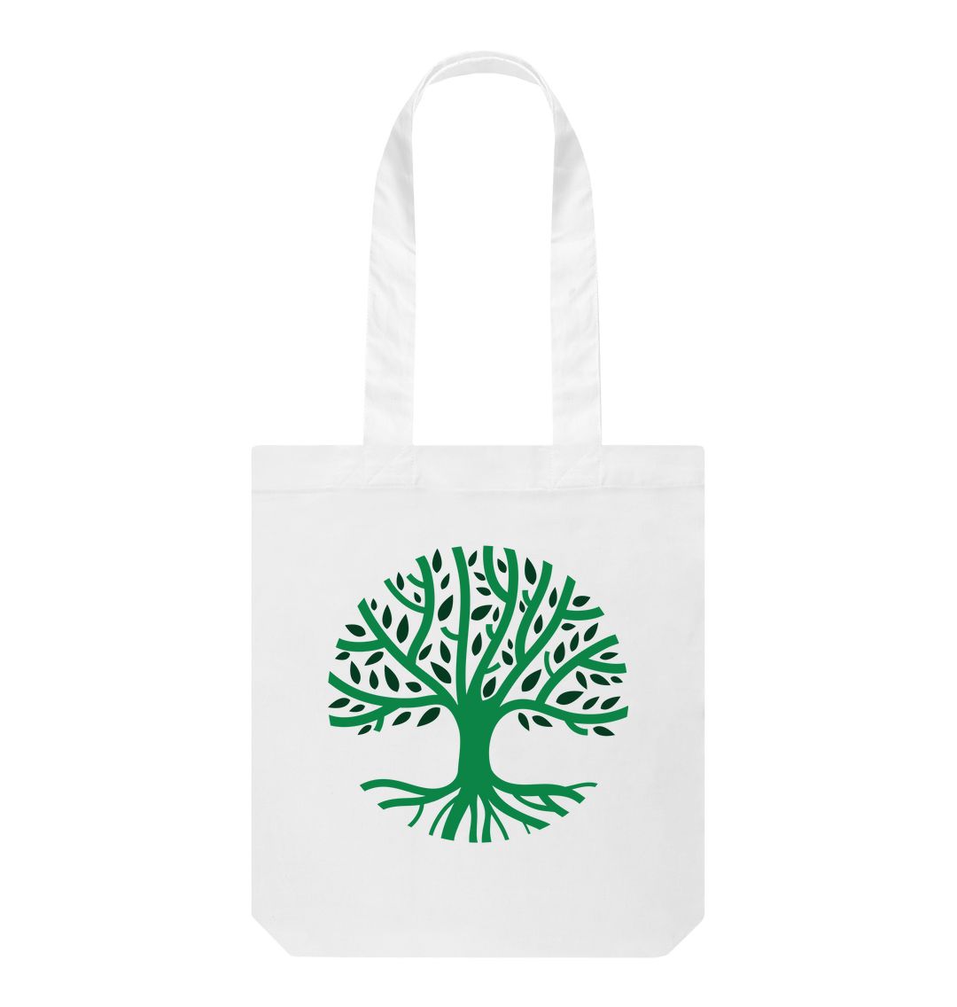 White Green Tree Tote