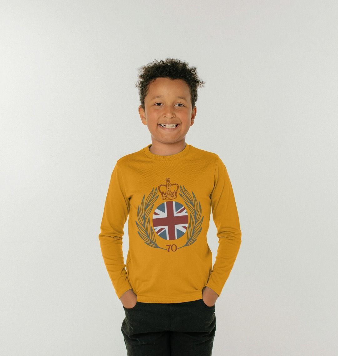 Kids Long Sleeve Flag and Crown Tee