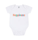 White Short Sleeve Happiness Baby Grow