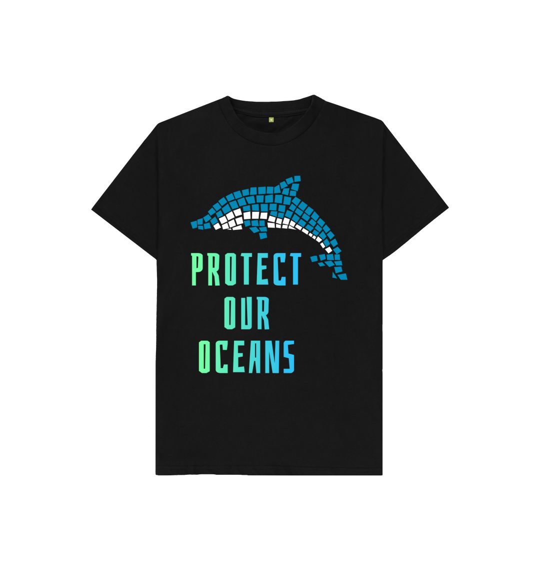 Black Protect Our Oceans - Dolphin Tee