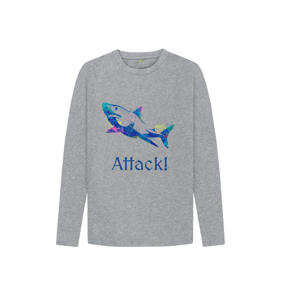 Athletic Grey Shark Attack Long Sleeve Tee