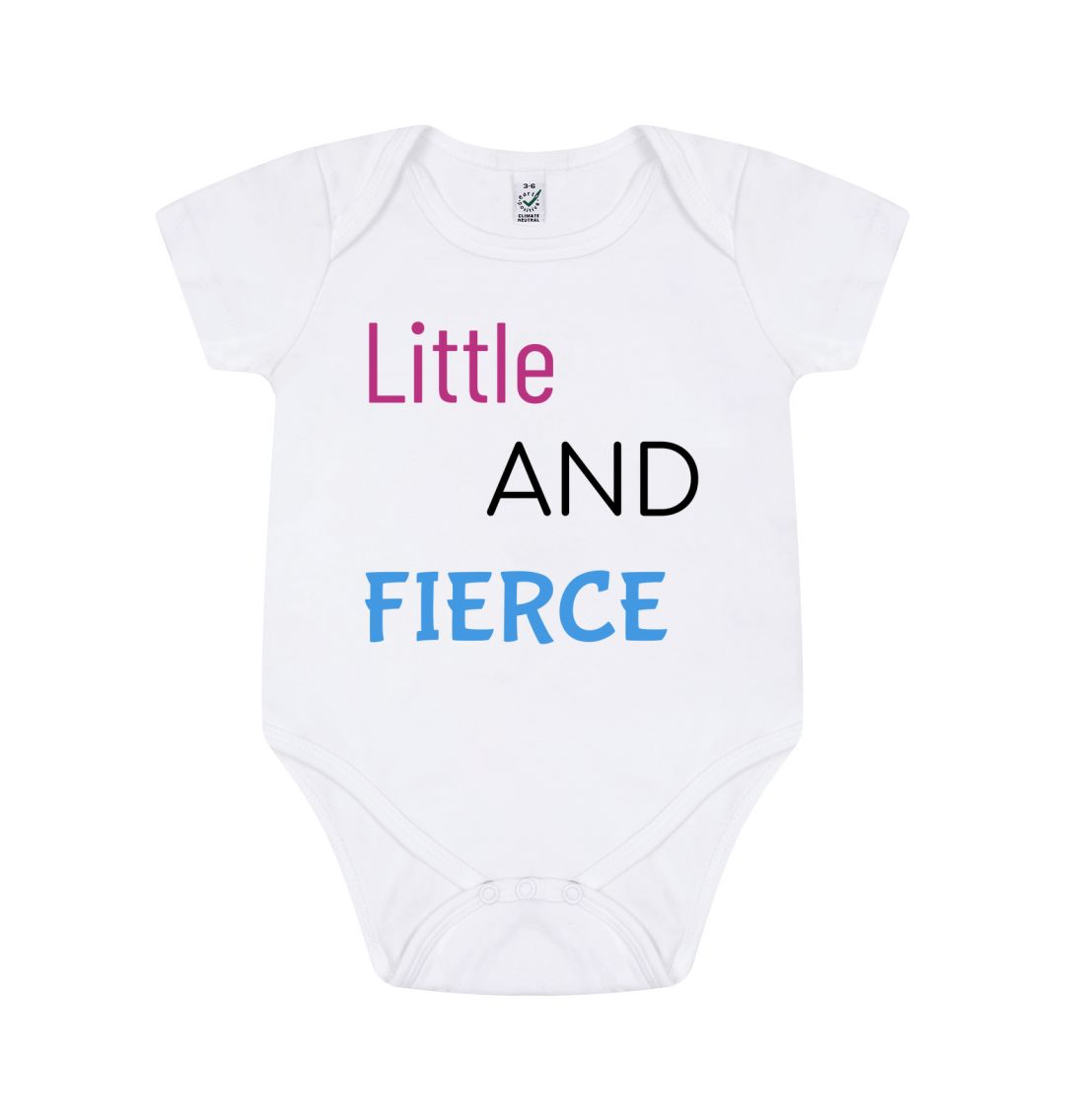 White Short Sleeve Little And Fierce Baby Grow