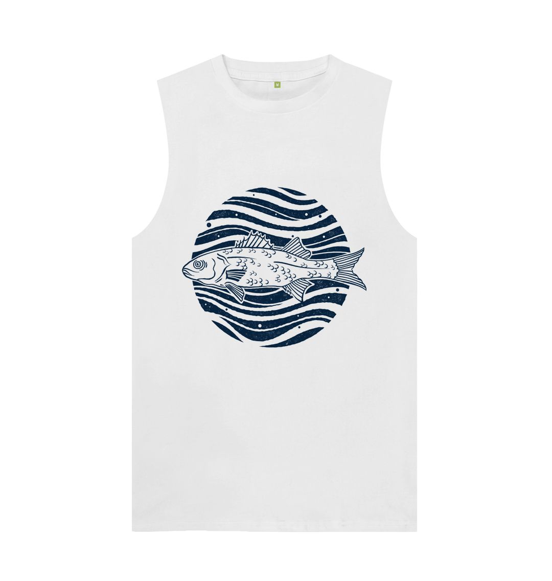 White Blue Fish Vest