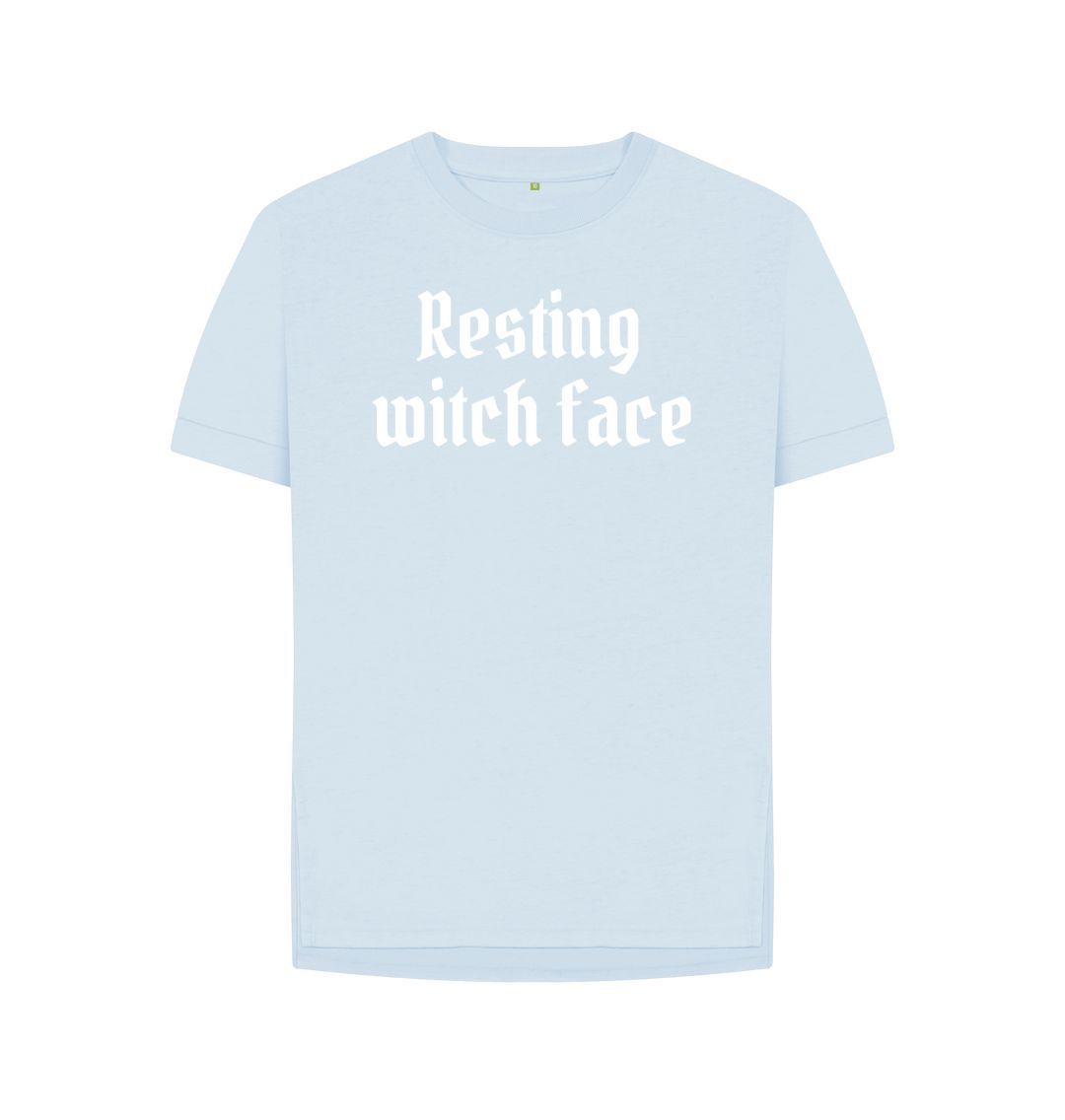 Sky Blue Relaxed Fit Resting Witch Face Tee