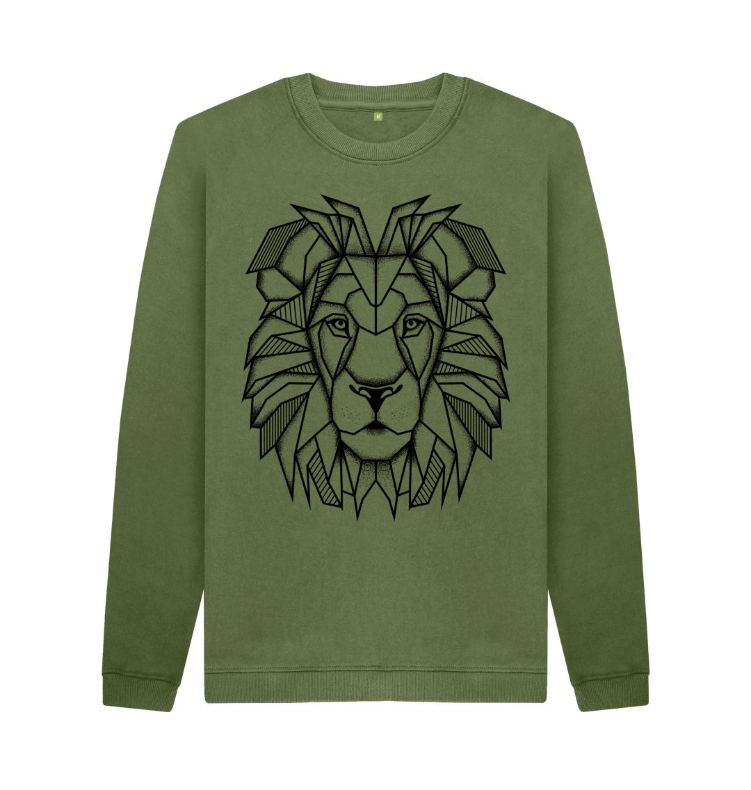 Khaki Geometric Lion Jumper Sweater