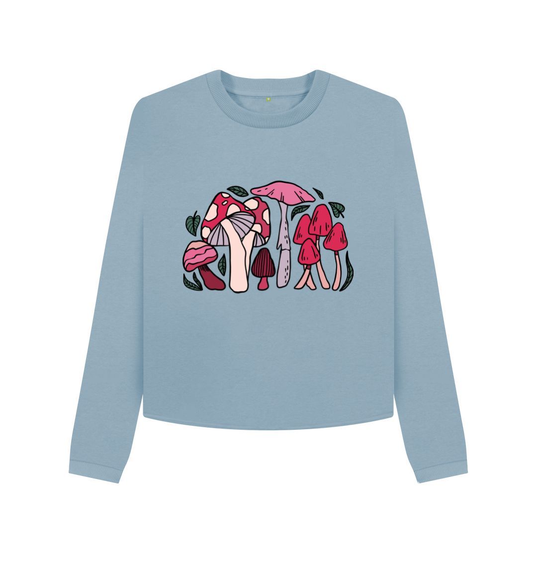 Stone Blue Pink Mushrooms Boxy Jumper