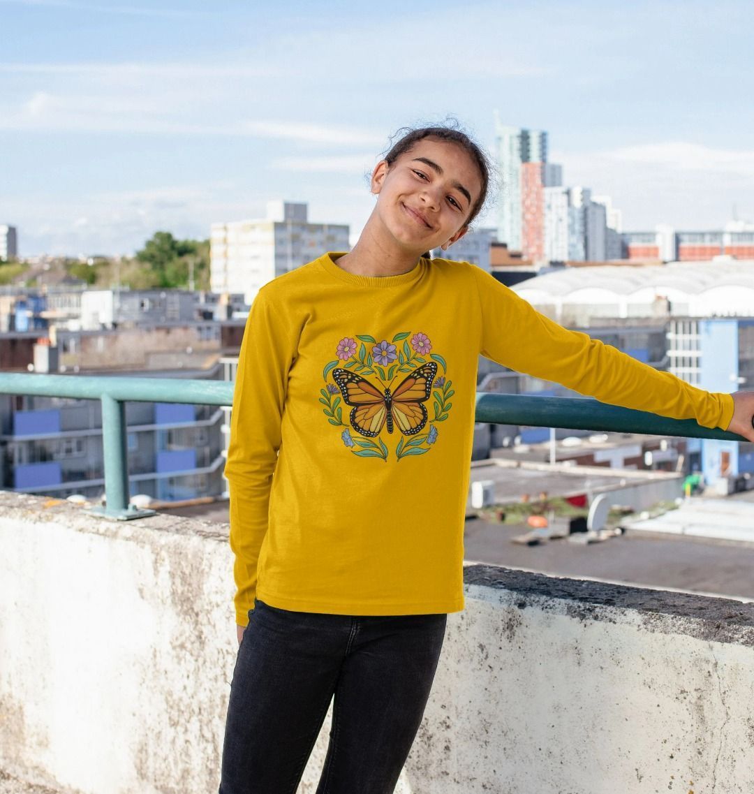 Flowers And Butterfly Long Sleeve Tee