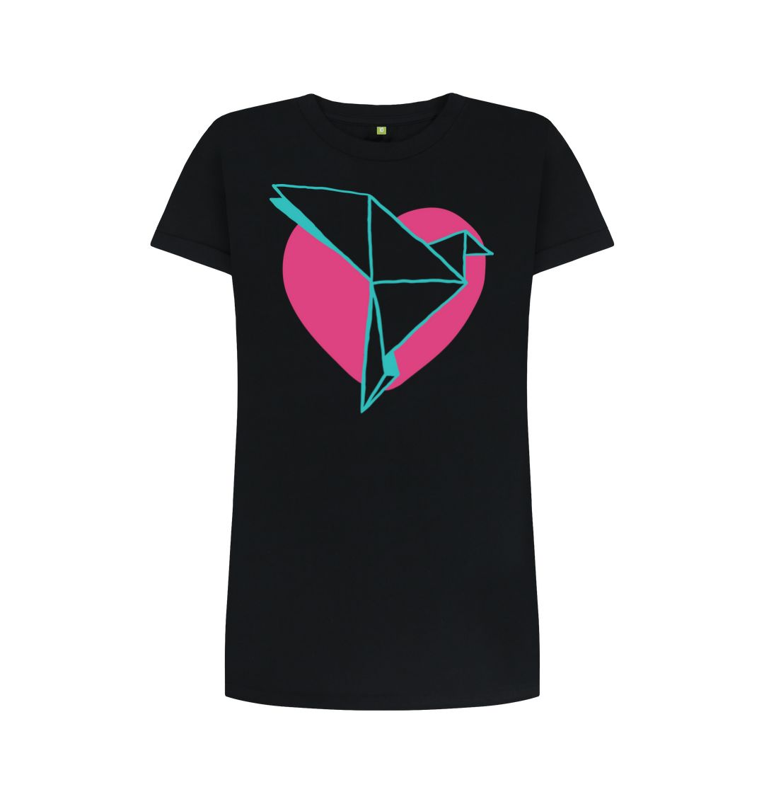 Black Geometric Bird Tee Dress