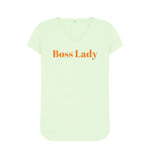 Pastel Green Boss Lady V-Neck Tee