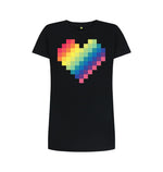 Black Colourful Squares Heart Tee Dress