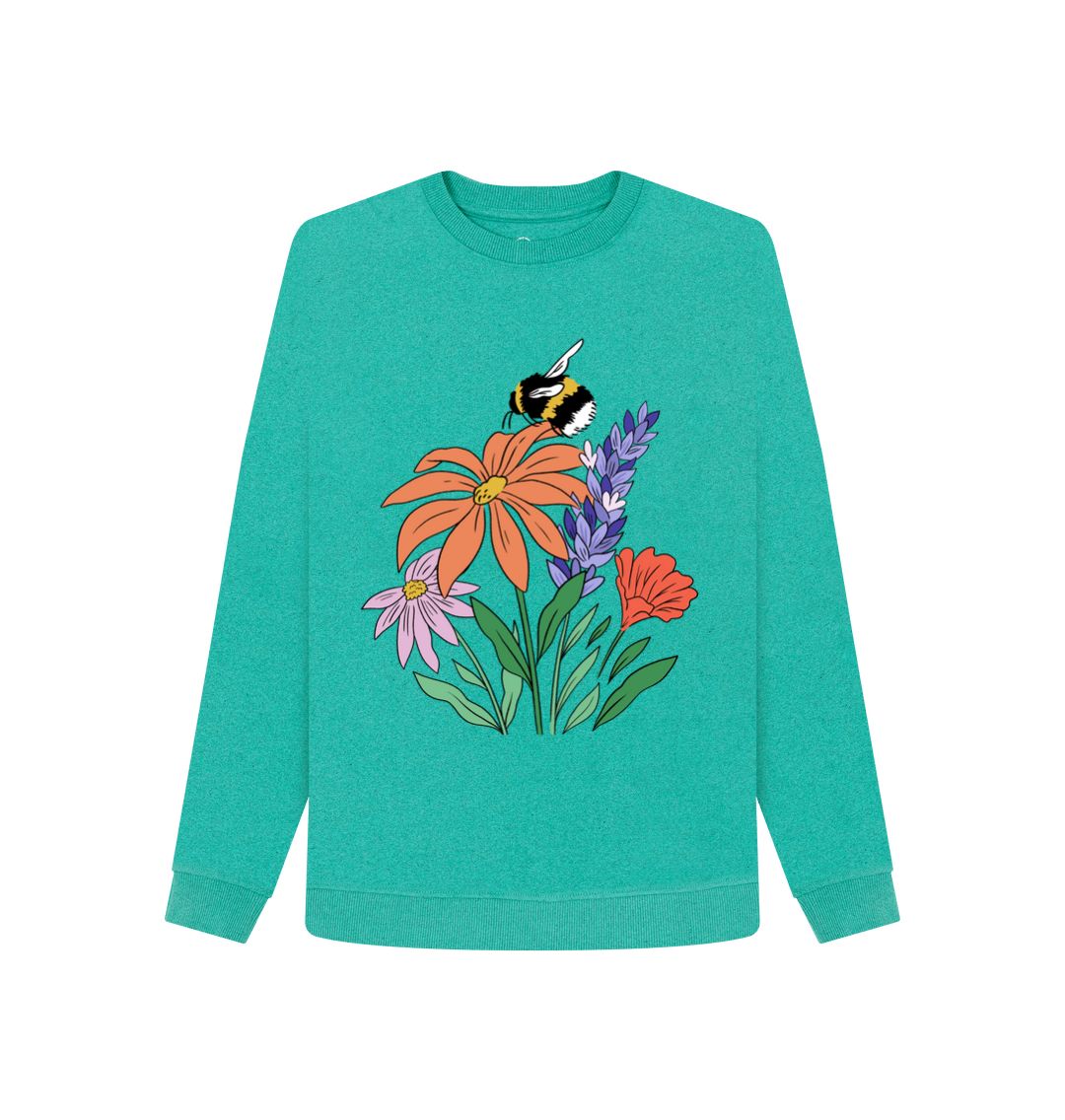 Seagrass Green Flowers  and Bee Remill Sweatshirt