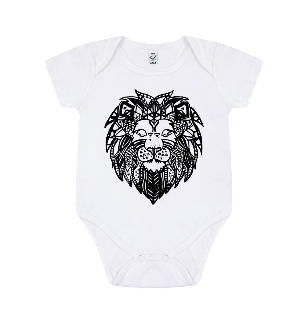 White Short Sleeve Lion King Baby Grow