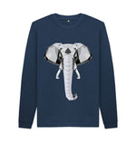 Navy Blue Geometric Elephant Sweater