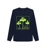 Navy Blue Green Flowers Sweatshirt