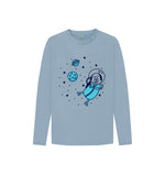 Stone Blue Dog In The Space Long Sleeve Top