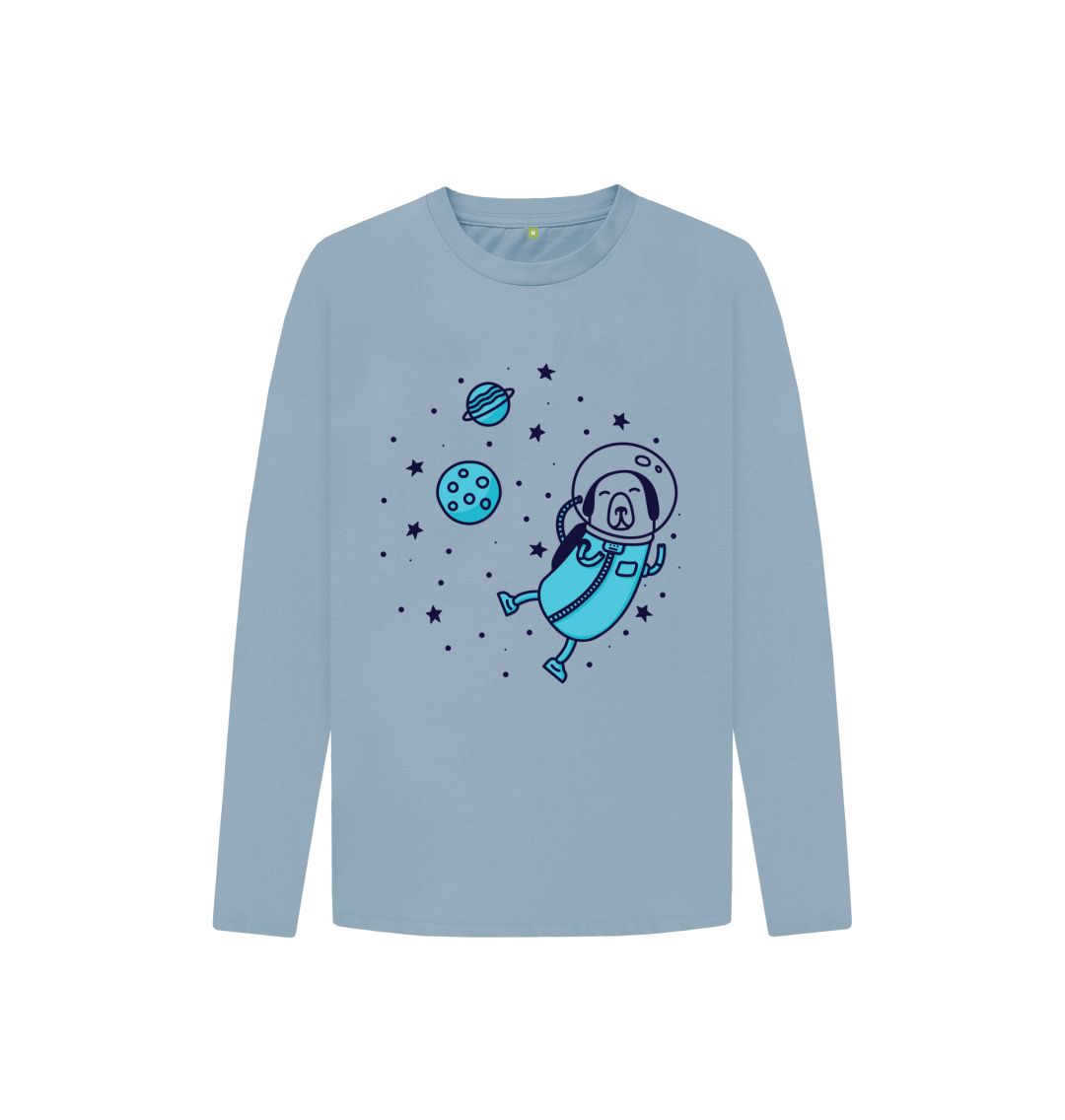 Stone Blue Dog In The Space Long Sleeve Top