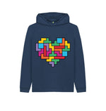 Navy Blue Tetris Heart Hoody