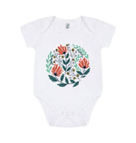 White Short Sleeve Wild Flowers Baby Grow