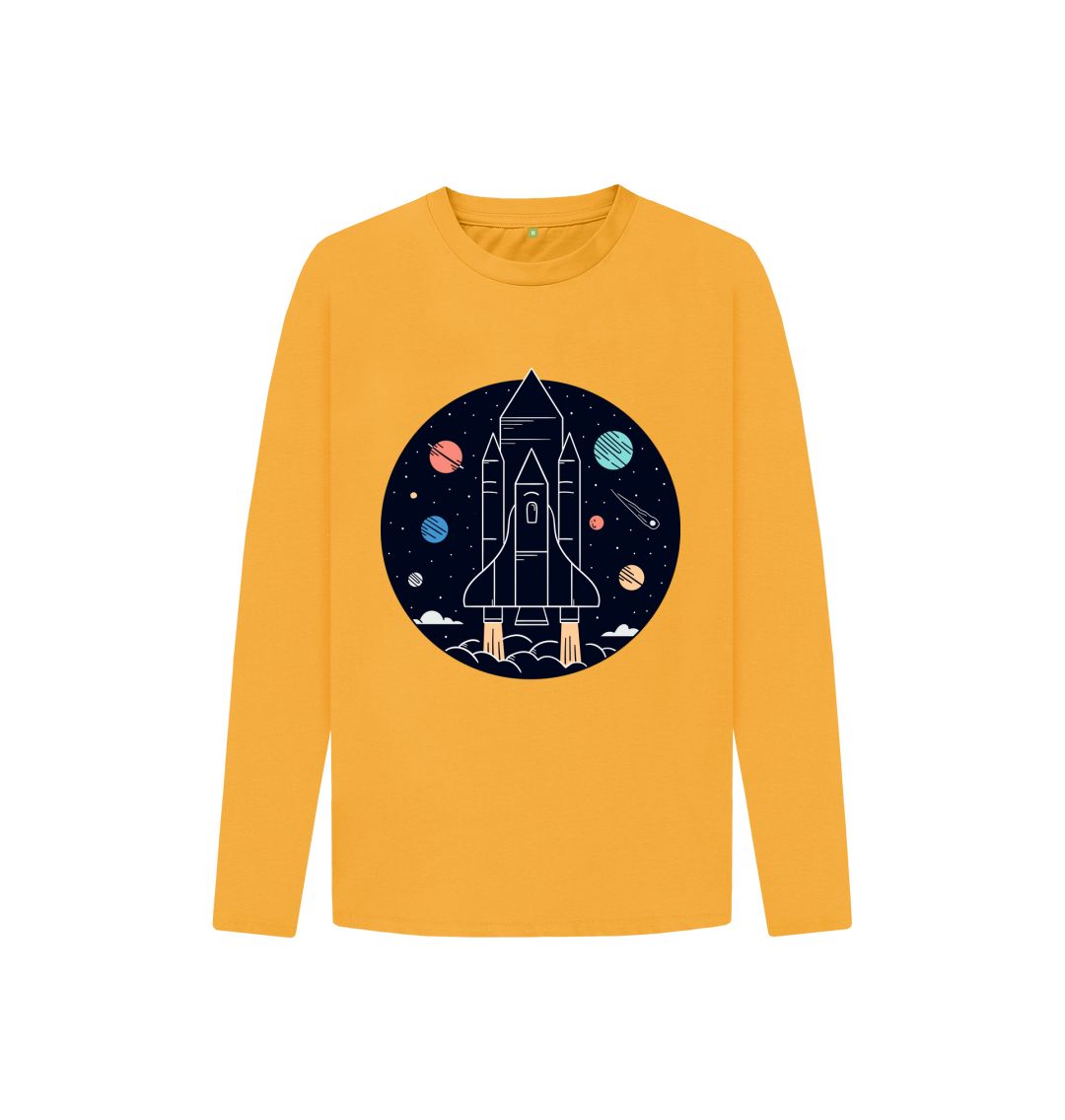 Mustard Space Rocket Long Sleeve Tee