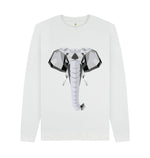 White Geometric Elephant Sweater