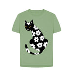 Sage Flowered Cat Tee