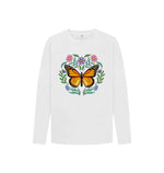 White Flowers and Butterfly Long Sleeve Tee