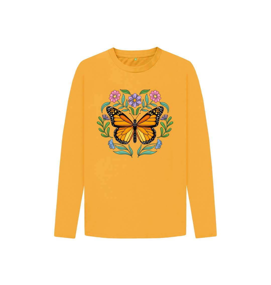 Mustard Flowers and Butterfly Long Sleeve Tee